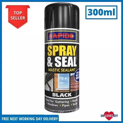 Spray & Seal Leak Fix Stop Sealant Instant Waterproof Gutter Roof Pipe - Black • £6.98