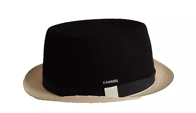 Kangol Men's/ Unisex Connect Porkpie Hat Black Crown W/ Straw Brim Size L • $34.99