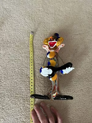 Vintage Murano Art Glass Clown Figure Holding Instrument Tutti Fruiti Body • £32.99