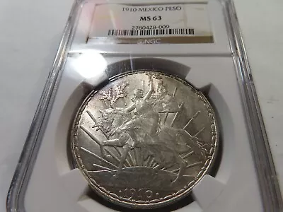 S10 Mexico 1910 Silver Caballito Peso NGC MS-63 • $615