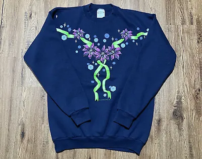 TULTEX Women’s XL Vintage Holiday Sweatshirt Christmas Ribbon Sweater • $26.07