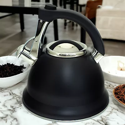 Voche® 3L Whistling Stovetop Kettle Stainless Steel Matt Black Gas Electric Hobs • £16.04