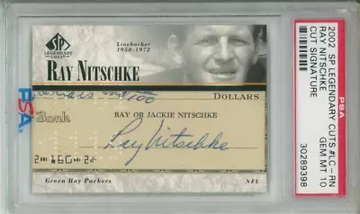 Ray Nitschke 2002 SP Legendary Cuts Auto #LC-RS Green Bay Packers PSA 10 • $115.50
