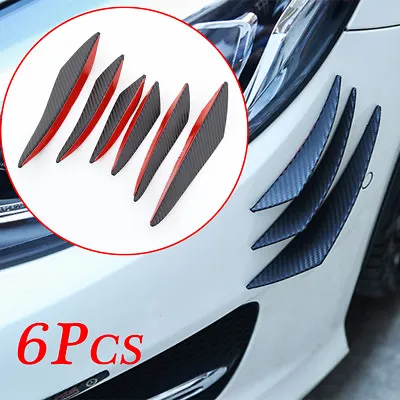 6X Carbon Fiber Auto Parts Front Lip Bumper Splitter Fins Body Air Spoiler Trim • $27.87