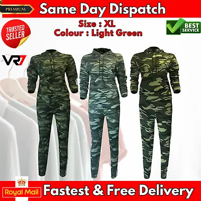 New Womens Army Camouflage Side Stripe Jogging Bottom Lounge Pants Tracksuit Set • £29.99