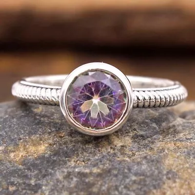 Mystic Topaz Gemstone 925 Sterling Silver Jewelry Handmade Ring Size US 7.5 • $12.27