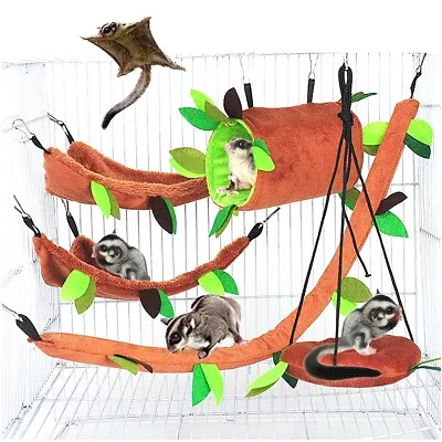 Pet Hamster Bird Hanging Swing Hammock Animal Rat  Mouse Cage Rope Bed Toy • £7.88