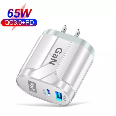 65W GaN USB Type C Fast Wall Charger PD QC3.0 Adapter For MacBook IPhone Samsung • $10.59