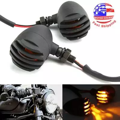 Black Grill Bullet Motorcycle Turn Signal Indicator Lights Blinker For Harley A • $13.11