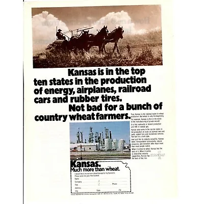 Kansas Much More Than Wheat.Print Ad Horses Refinery Airplanes Railroad Car Tire • $13.19