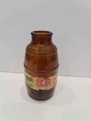 Vintage 1970 's KB Beer Barrel Glass Big Mouth Beer 12oz Bottle Empty No Cap • $22.95