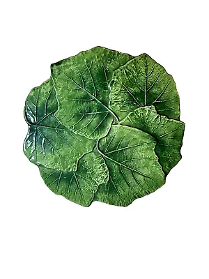 Vintage Vietri  Plate Itallian Green Leaf 9  • $25
