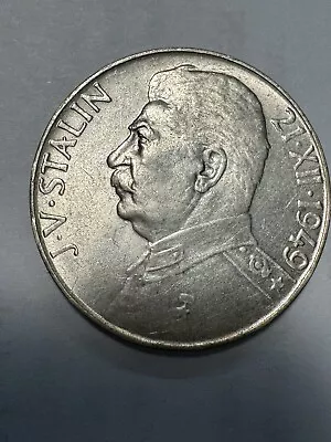 S2 - Czechoslovakia 50 Kr 1949 Brilliant Uncirculated Silver Coin - Josef Stalin • $18