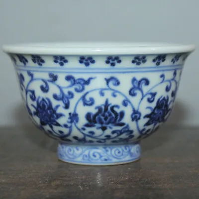 3.62” China Porcelain Ming Dynasty Yongle Blue And White Floral Pattern Tea Cups • $288