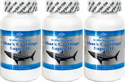 3 X 100% Natural Shark Cartilage 750 Mg 100 Caps Total 300 Caps FRESH • $39.95