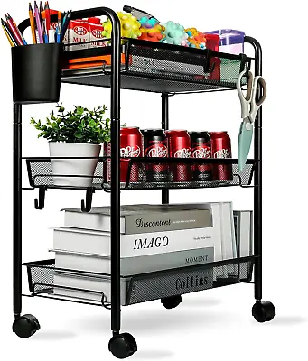 3 Tier All-Metal Rolling Cart Trolley Craft Cart With Locking Wheels Easy-Carr • $43.89