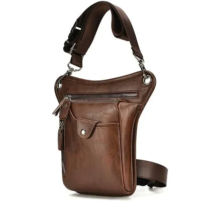 PU Leather Waist Pack Drop Leg Bag For Men Women Belt Hip Bum Bag Outdoor UK • £14.58