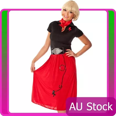 $42.50 • Buy Ladies 50s Costume 1950s Style Red Poodle Bopper Womens Girls 50's Fancy Dress