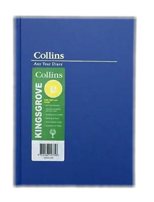 $17.55 • Buy Undated Any Year Diary A5 Size Day To View Linen Blue Cover COLLINS KINGSGROVE