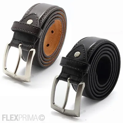 Leather Mens Belt Belts Real New Genuine Buckle Trouser Brown Black Jeans 29 • £6.97