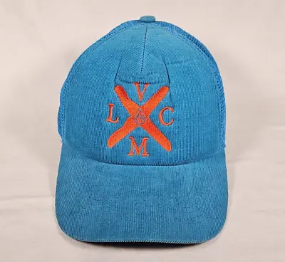 Volcom Blue Corduroy Hull Cheese Hat Embroidered Logo OSFM Snapback Trucker Cap • $14.99