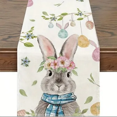 Easter Bunny & Eggs Table Runner 183cm X 33cm Festive Spring Home Decor • £7.49