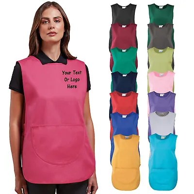 Ladies Plain Or Printed Tabard Apron With Pocket 15 Colour Variations In 6 Sizes • £10