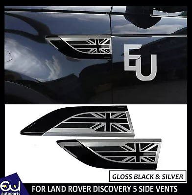 Side Vents For Land Rover Discovery 5 Union Jack Black Stealth Wing Grill Grille • £29.99