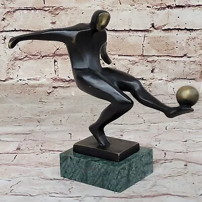 FOOTBALL SOCCER PLAYER Sports Memorabilia Bronze Bookend Sculpture Home Decor • $124.50