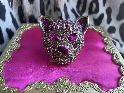 Betsey Johnson Vintage Eye Of The Tiger Pink Panther Leopard Cat Stretch Ring • $99.99