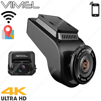 Vimel Dual Dash Camera 4K GPS WIFI Wireless Car Security Camera Super Capacitor • $189