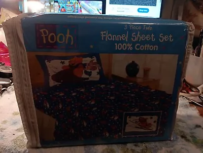 WINNIE THE POOH 3 Piece TWIN FLANNEL SHEETS SET Classic 100% Cotton BNWT!! • $45