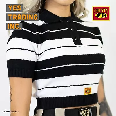 Fb County Womens Charlie Brown Shirts Casual Crop Top Polo T Shirt Lowrider Tee • $33.95