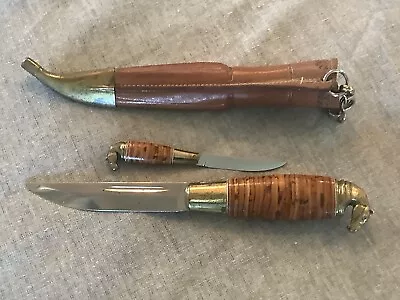 KAUHAVA KNIFE DOUBLE SHEATH HORSE HEAD MADE IN FINLAND SET OF 2 KNIVES Finland • $175