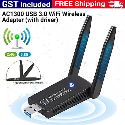 AC1300 USB 3.0 WiFi Wireless Adapter Dongle 802.11ac 5GHz Dual Band 11AC • $18.54