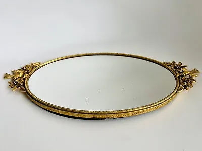 Vintage MATSON Ormolu Gilt Mirror Dogwood Flowers & Birds Vanity Tray 1940'S • $109