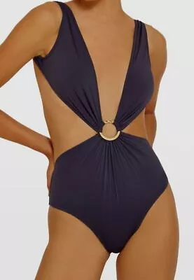 $155 Lenny Niemeyer Women's Blue Solid Slit One-Piece Swimsuit Size Medium • $49.98