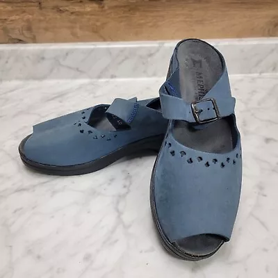 Women's 10 40 Mephisto Sabatina Nubuck Mary Jane Slip-On Clogs Shoes Blue Sandal • $31.20