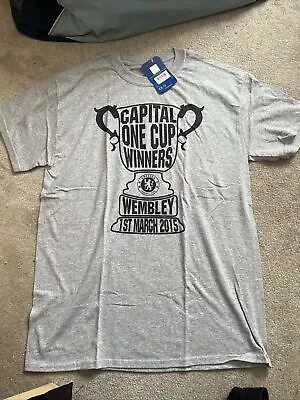 Vintage 2015 Chelsea Football Club Capital One Cup Winners T Shirt Medium • £4.99