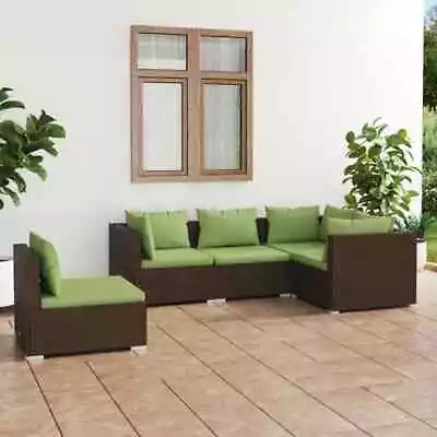 VidaXL 5 Piece Garden Lounge Set With Cushions Poly Rattan Brown AUS • $1076.21