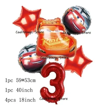 DISNEY CARS LIGHTENING McQUEEN Balloon Set For 3rd Birthday Party FOIL Age 3 • £8.99