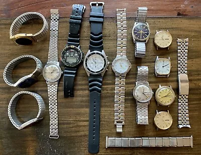 Vintage Men’s Watch Lot Wristwatch Timex Casio Watch Bands Faces Repair Lot • $15.99