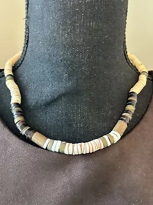 Vintage Neutral Earth Tone Graduated Heishi/shell Bead Necklace 18.25” • $26.99