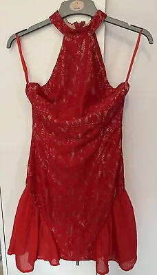 AX Red Lace Halter Neck Dress - Size 10  • £7.40