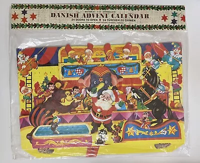 Danish Vintage 3D Christmas Advent Calendar New Old Stock Santa Circus • $30