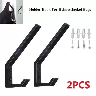 2 Motorcycle Helmet Holder Hook Jacket Bags Wall Mounted Display Rack Hanger BQ • $6.49