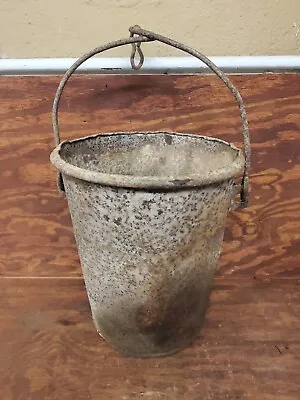 Antique Galvanized Well Bucket Twisted Handle Water Estate Find • $14