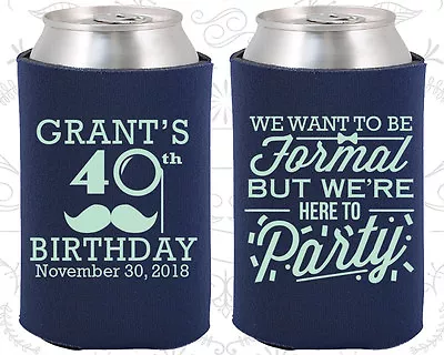 Personalized 40th Birthday Party Favors Koozies (20130) Mustache Birthday • $49