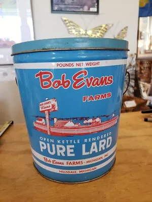 Vintage Bob Evans Farms Pure Lard Tin Can 1950's Hillsdale Michigan 8lb Size • $69.99