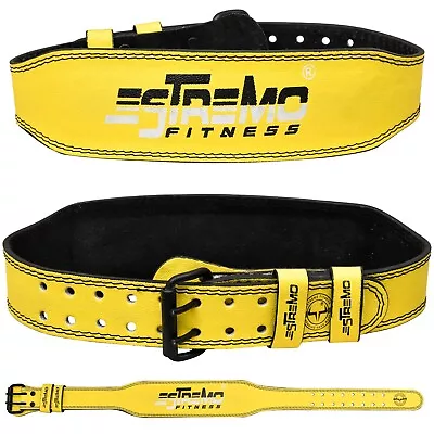 Weight Lifting Leather Belt Training Gym Fitness Back Support Power Lever Belts • $26.99